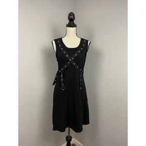 Tripp NYC Daang Goodman Grommet Dress Black Goth Emo Strap Harness Women's Small